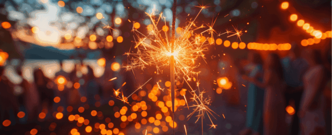 Sparklers in a garden